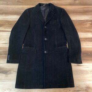 Banana Republic Trench Coat Medium Black Cotton Velvet Long Jacket